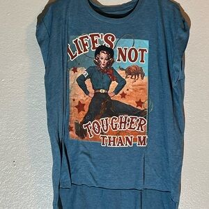 Women’s teal cowgirl print shirt